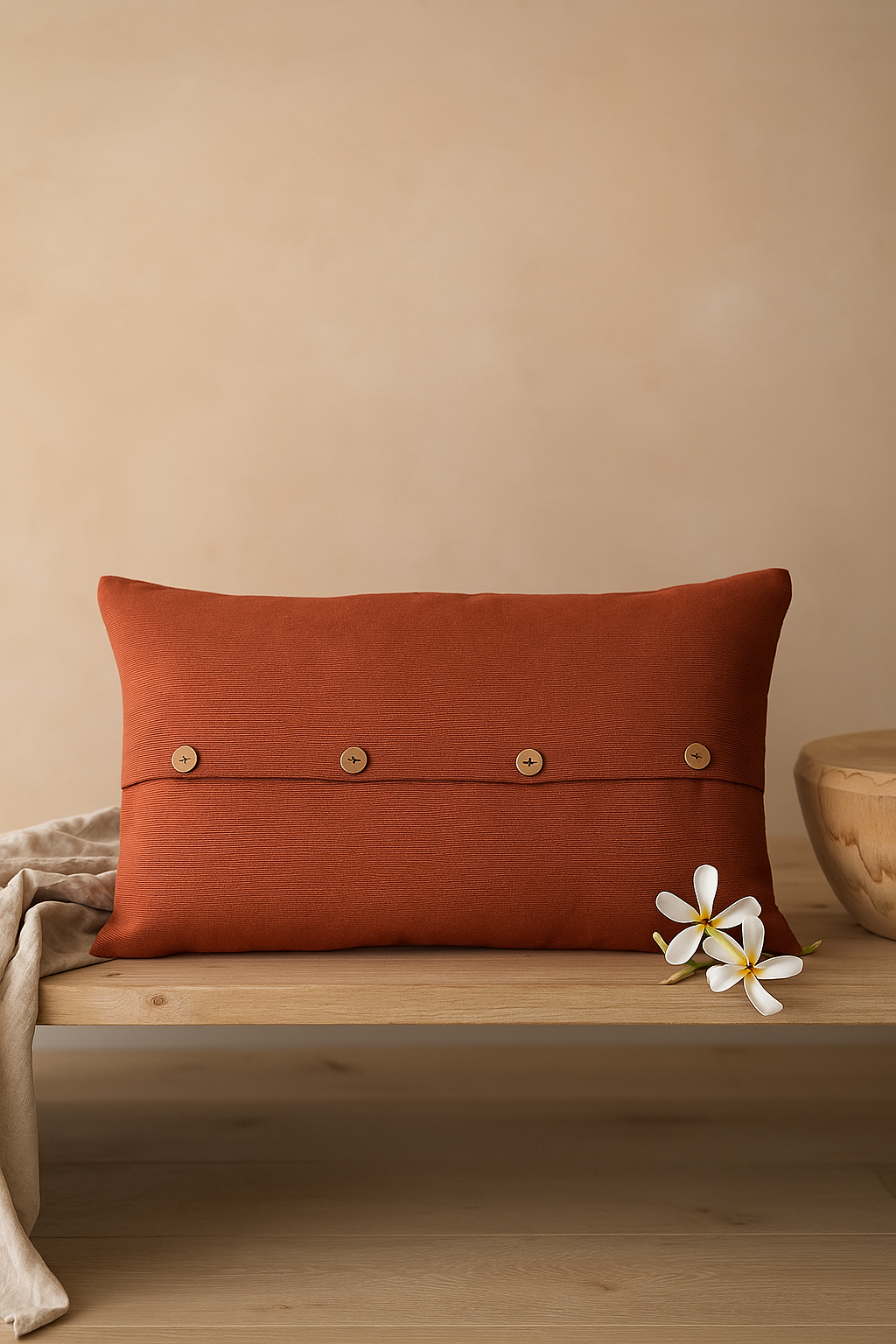Handwoven Terracotta Button-Back Sofa Cushion Cover