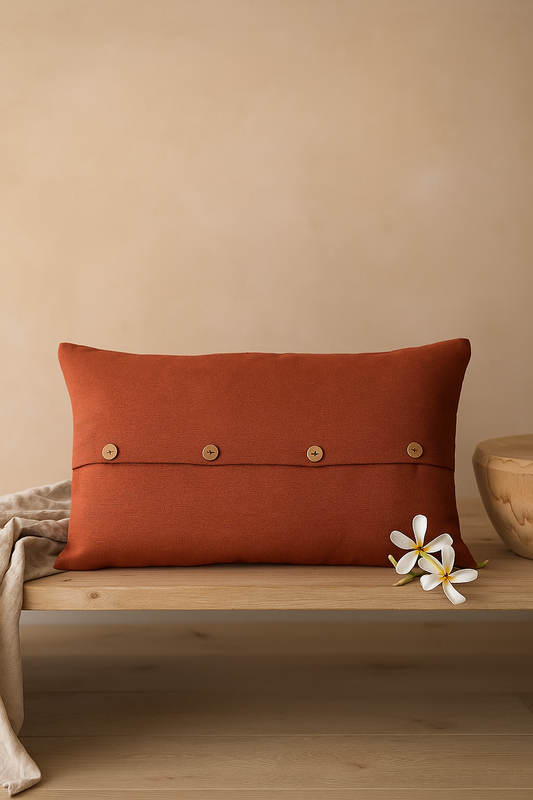 Handwoven Terracotta Button-Back Sofa Cushion Cover